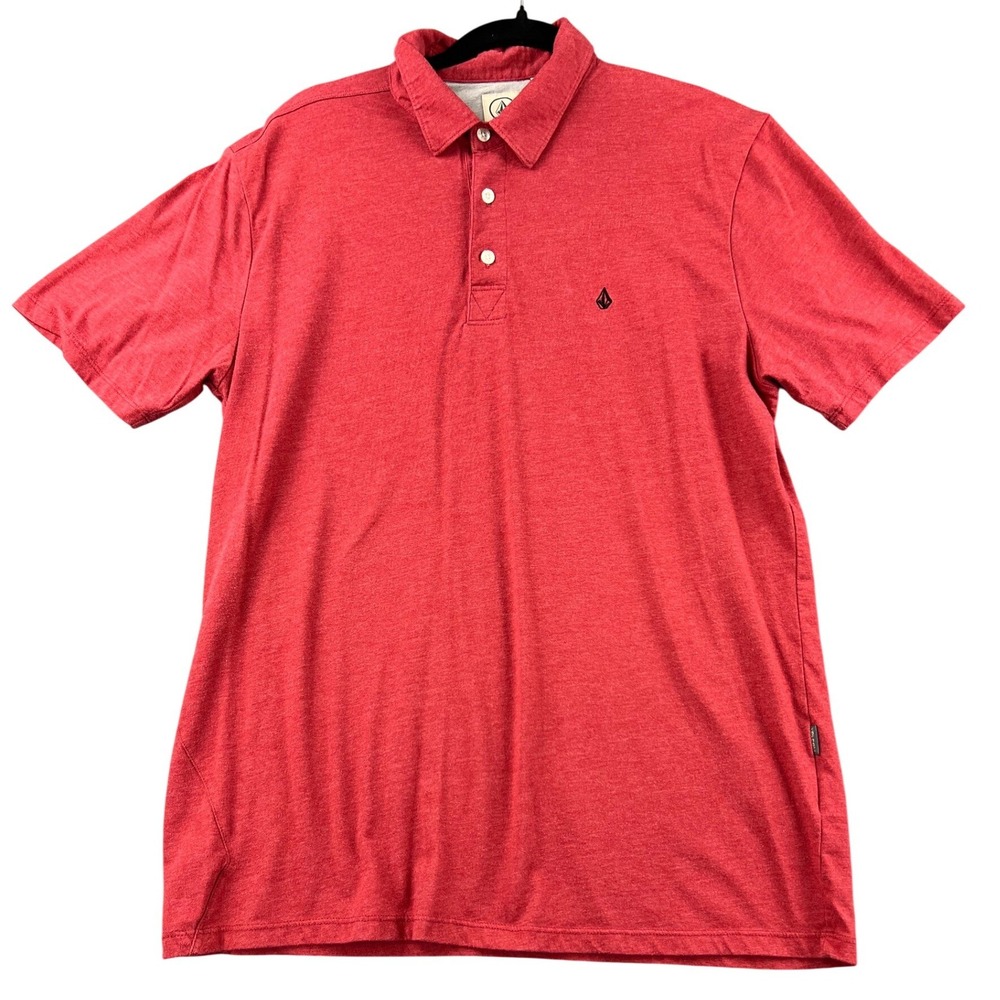 Volcom Mens Heather Red Short Sleeve Stone Logo Polo Shirt Large 3130